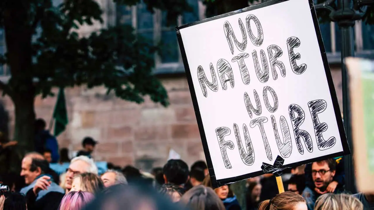 Manifestação a favor do meio ambiente, com cartaz -Beahrs Environmental Leadership Program